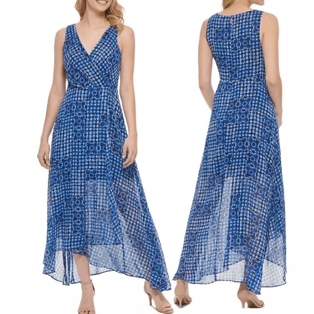 TOMMY HILFIGER Women's Island Tile Chiffon Maxi Dress Size 2